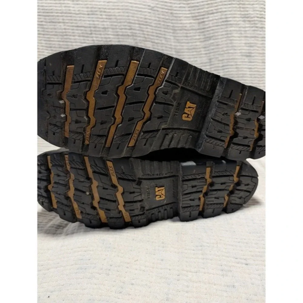 Caterpillar Mens Steel Toe Waterproof Work Boots Size 9.5 USA Brown‎ Leather